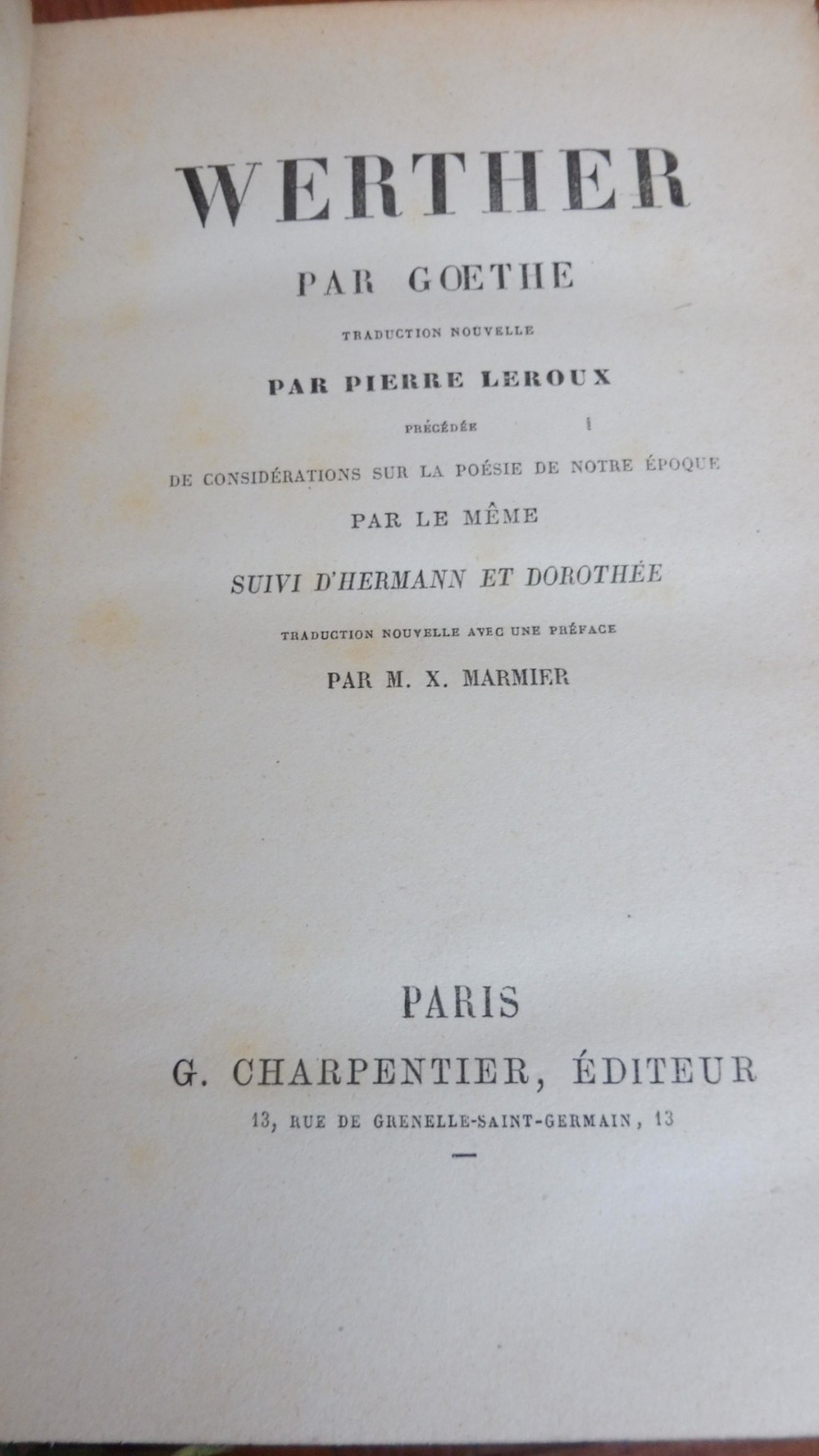 Oeuvres de Goethe 1870-1882 5 vol.