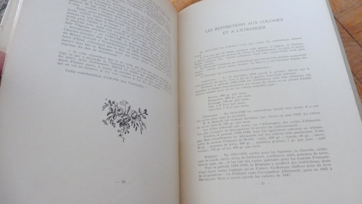 Histoire du rationnement alimentaire (Forien de Rochesnard) 1949
