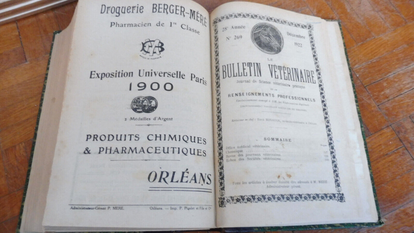 Bulletin vétérinaire 1919-1922 (René Bissauge) LOIRET