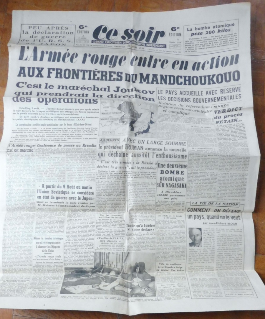 Ce Soir 10 août 1945 ARMEE ROUGE MANDCHOUKOUO