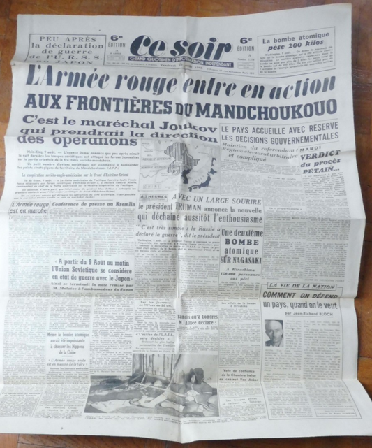 Ce Soir 10 août 1945 ARMEE ROUGE MANDCHOUKOUO