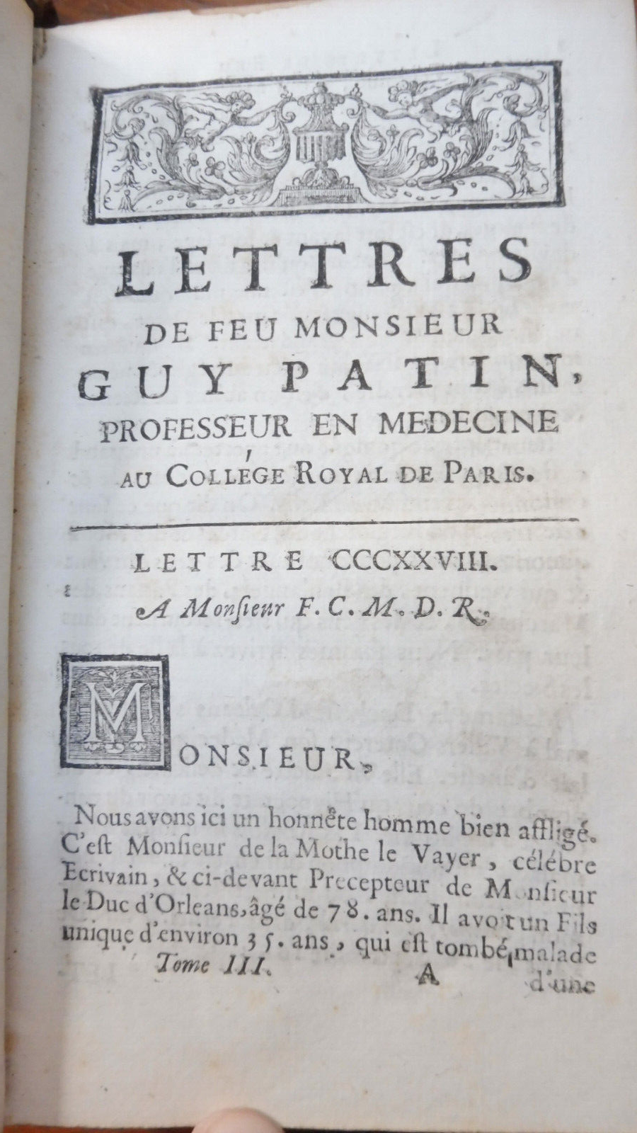 Lettres choisies de feu Mr. Guy Patin 1707 3/3 MEDECINE
