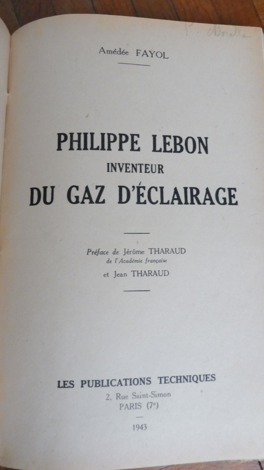 Philippe Lebon, inventeur du gaz d'éclairage (Amédée Fayol) 1943
