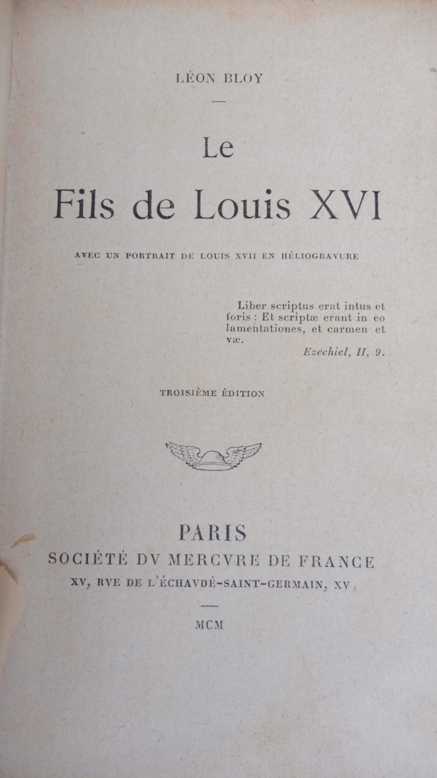 Le Fils de Louis XVI (Léon Bloy) 1900