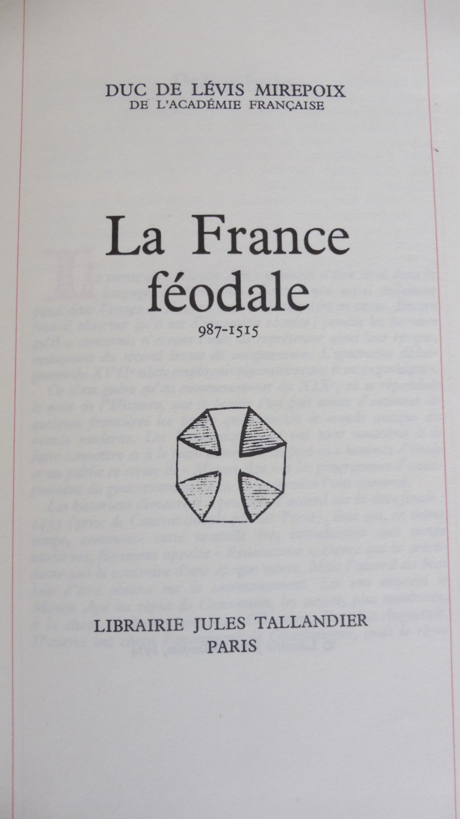 La France féodale (Lévis de Mirepoix) 1974 6/6