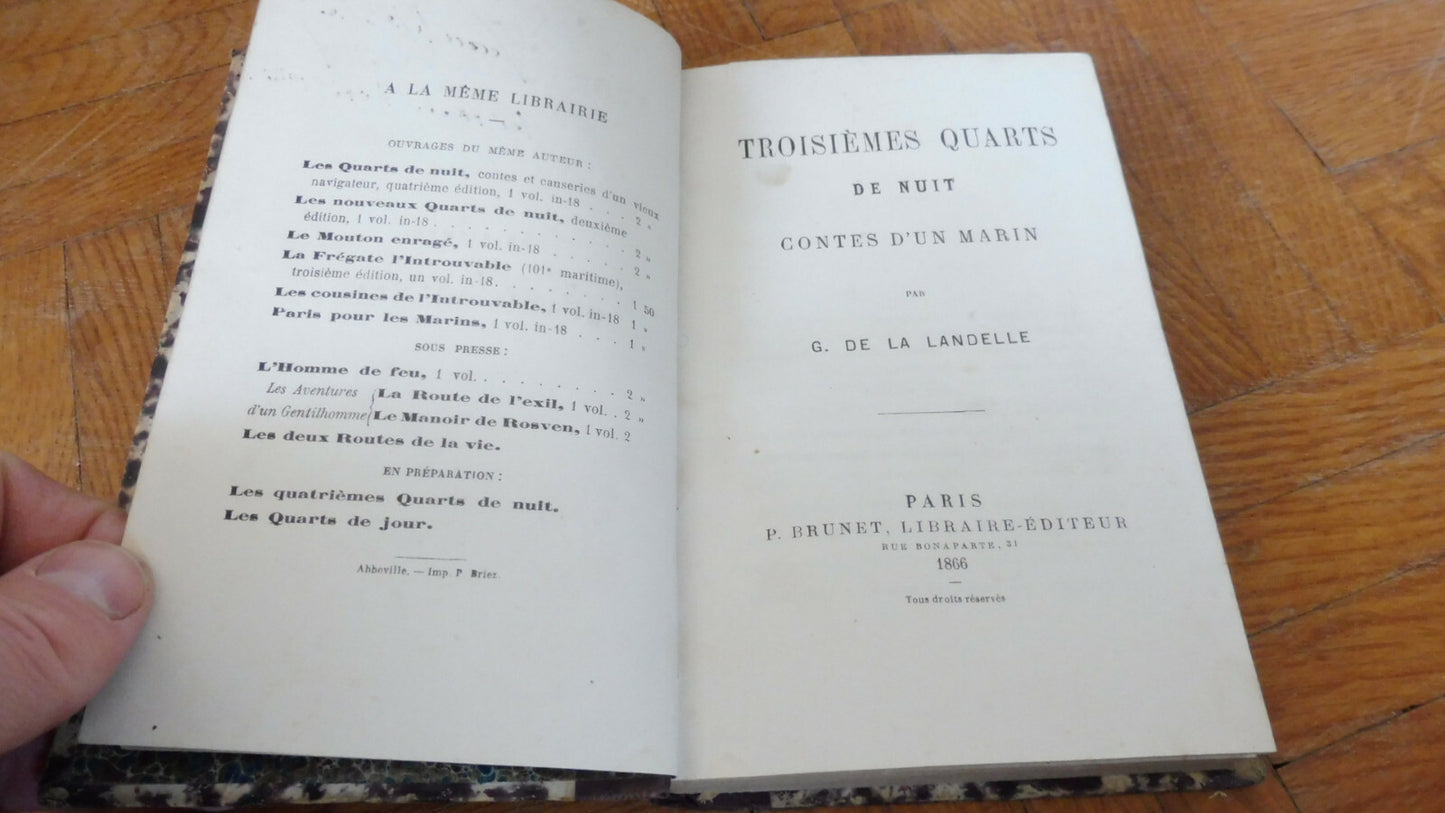 Troisièmes quarts de nuit. Contes d'un marin (De La Landelle) 1866