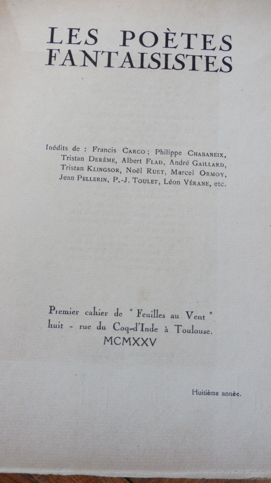 Les Poètes fantaisistes (Toulet et Pellerin) 1925