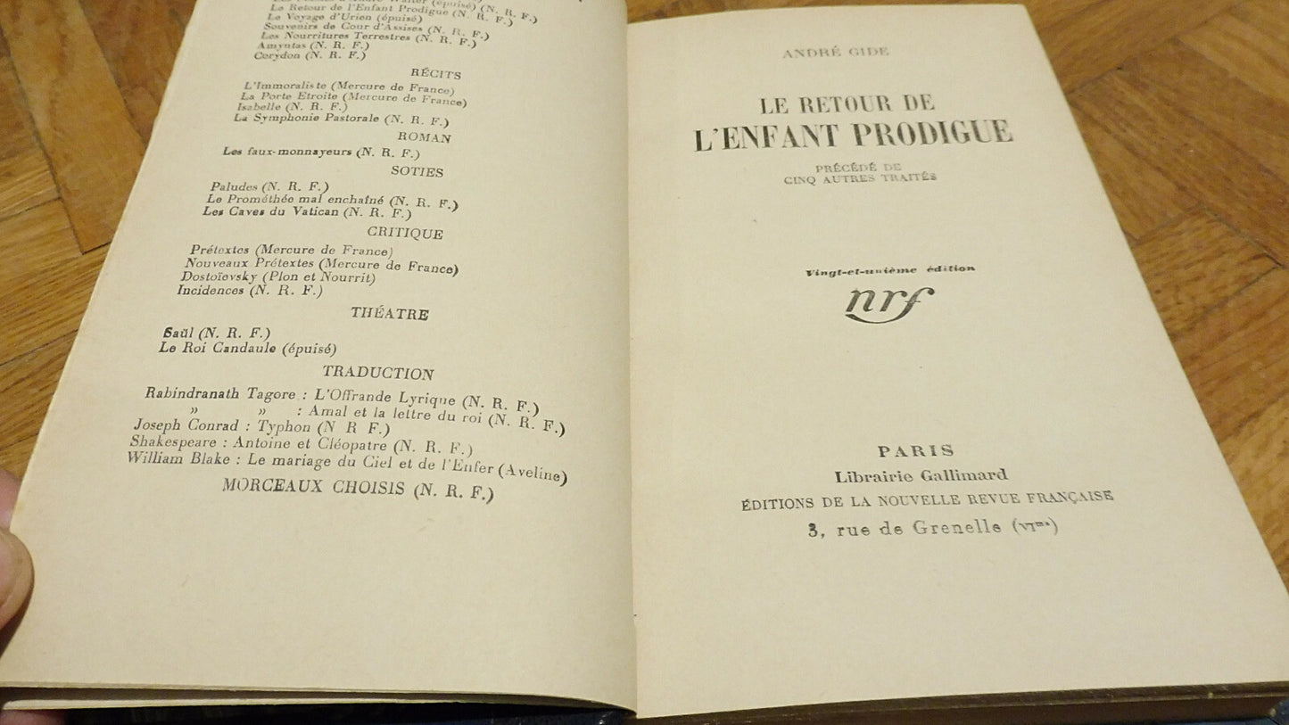 Le Retour de l'enfant prodigue (André Gide) 1929