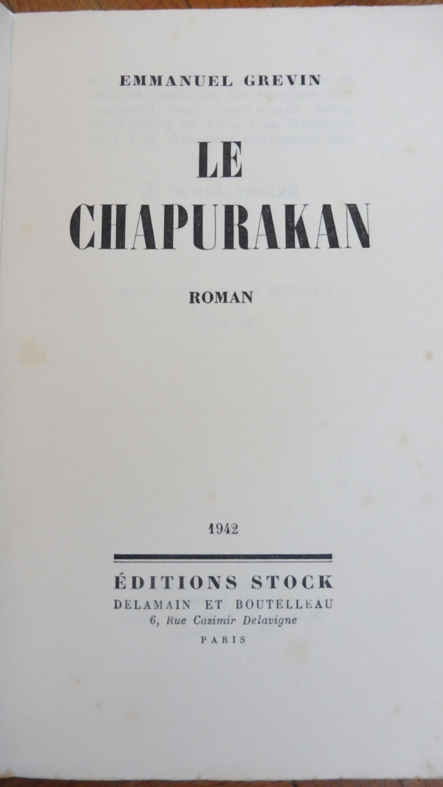Le Chapurakan (Emmanuel Grevin) 1942 EO ALFA