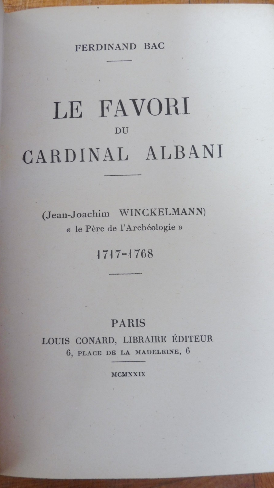Le Favori du cardinal Albani (Ferdinand Bac) 1929