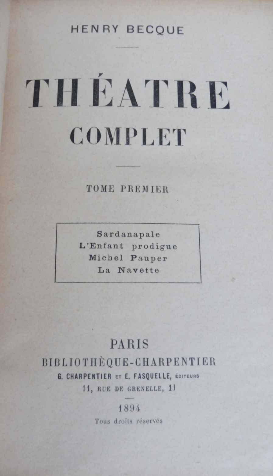 Théâtre complet de Henry Becque 1902 2/2