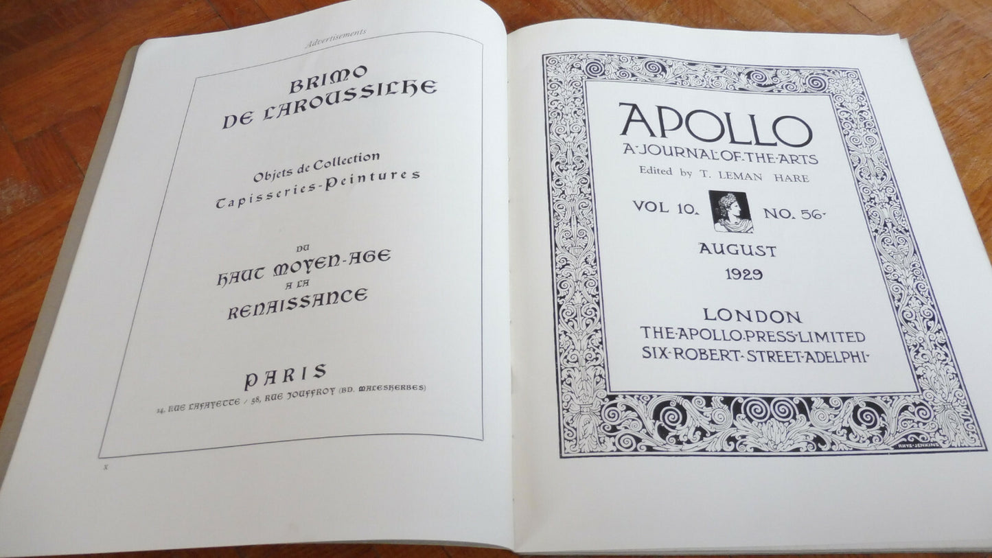 Apollo. A journal of the arts. Vol. X. N°56 august 1929
