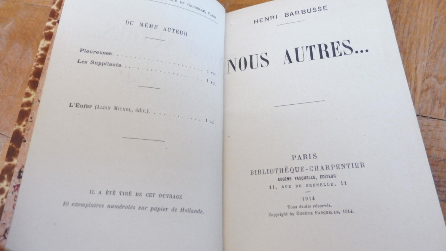 Nous autres... (Henri Barbusse) 1914 EO ENVOI