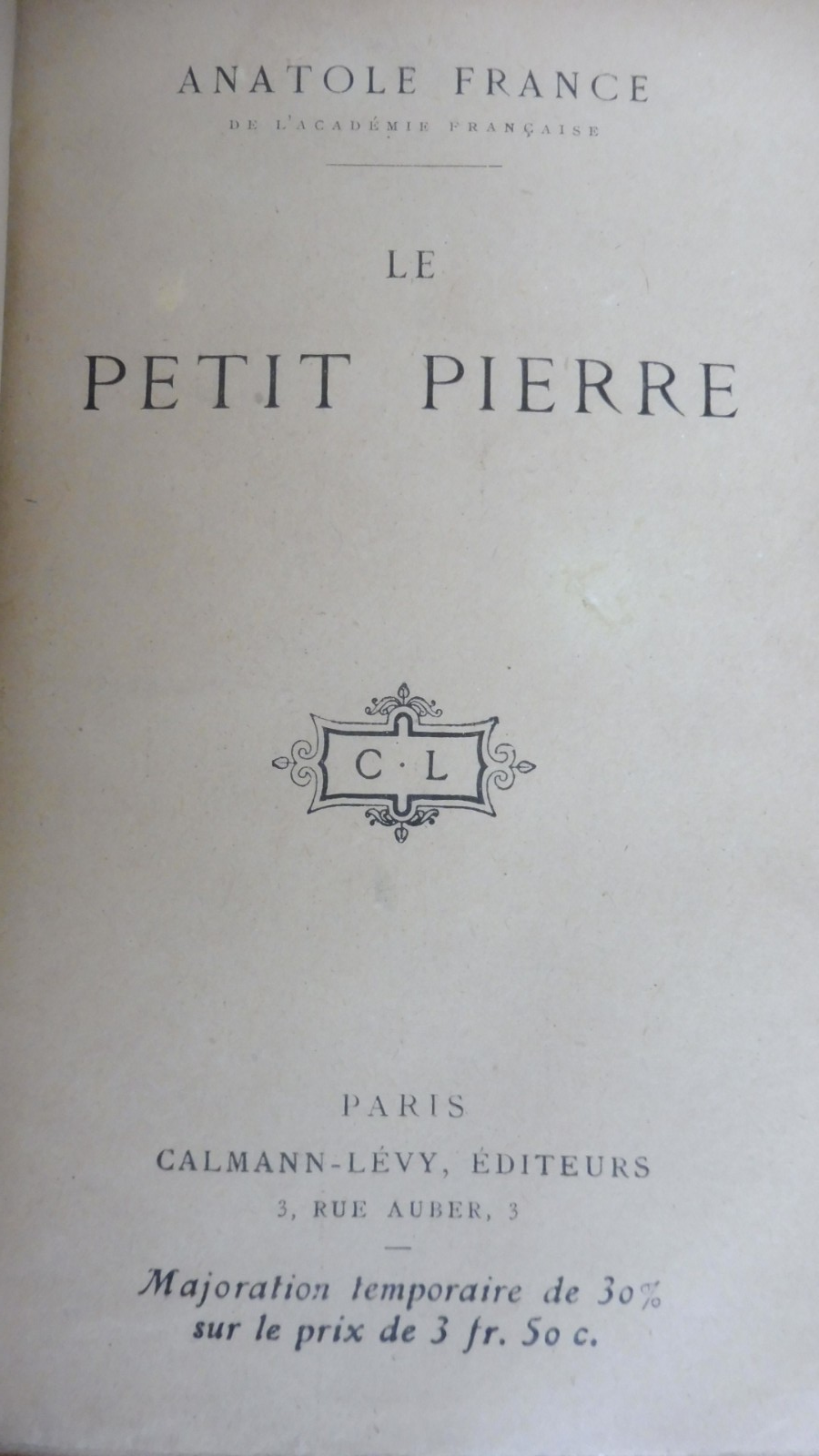 Le Petit Pierre (Anatole France) 1918 EO