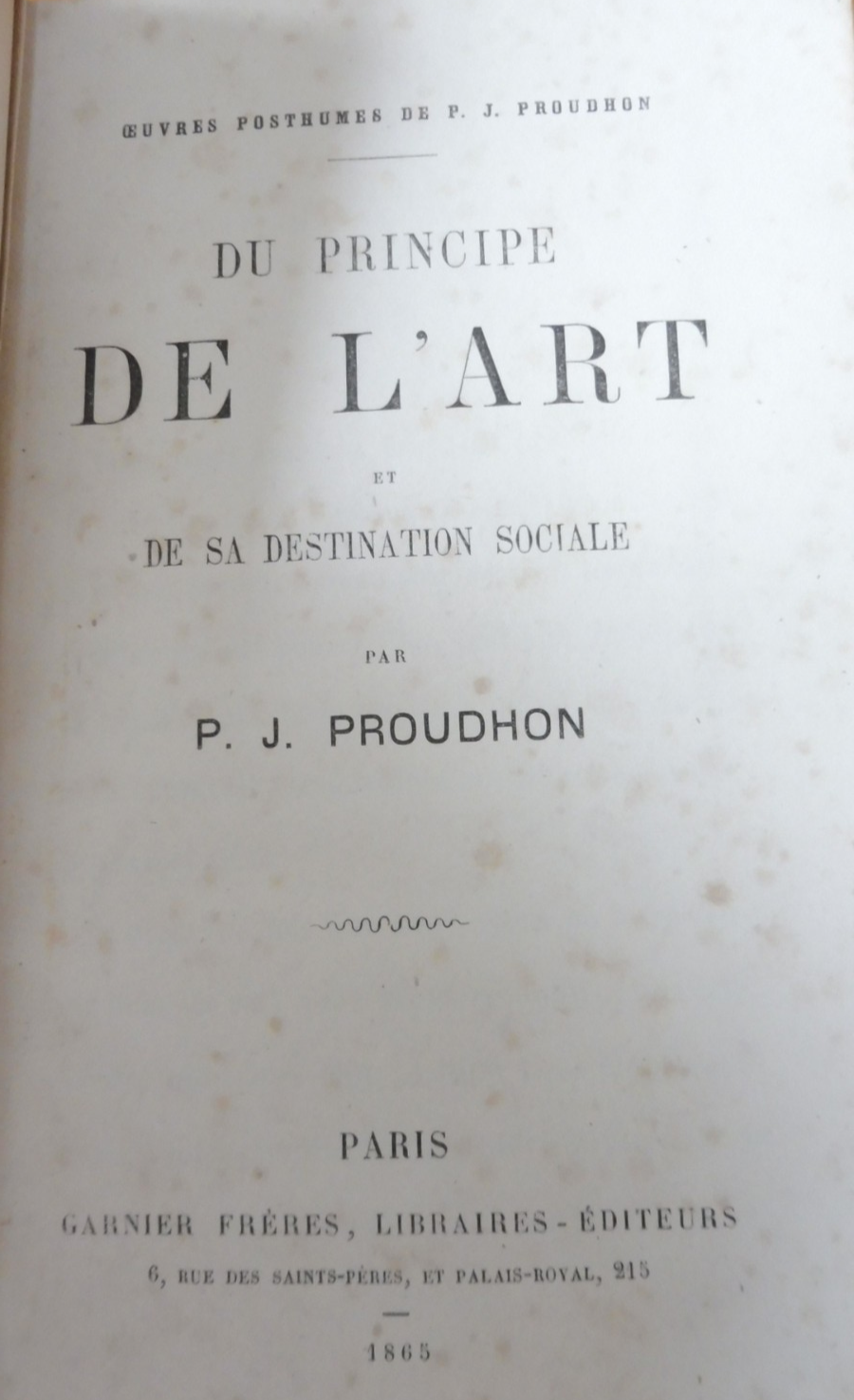 Du Principe de l'art et de sa destination sociale (Proudhon) 1865