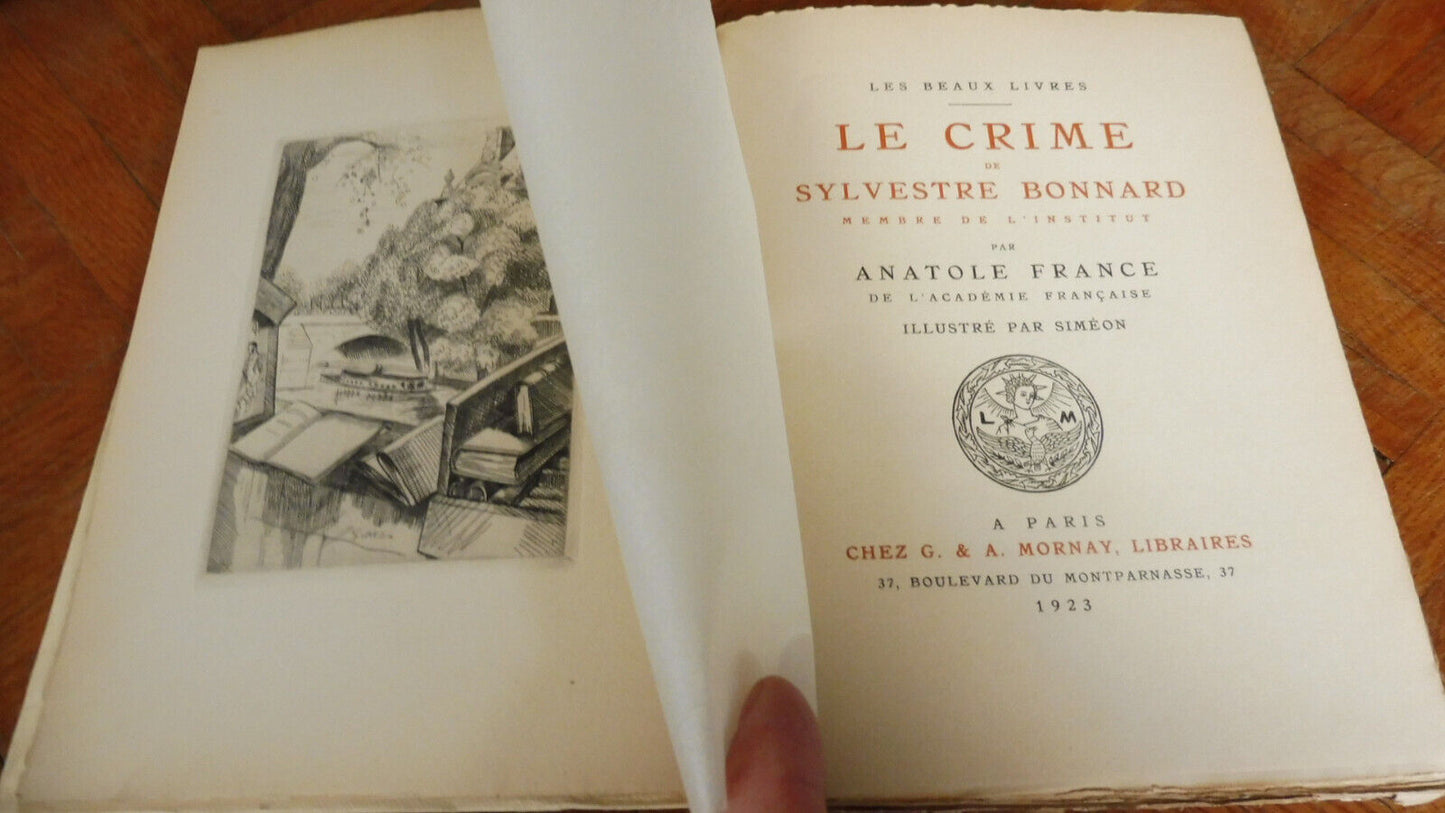 Le Crime de Sylvestre Bonnard (Anatole France) 1923 illus. Siméon VELIN