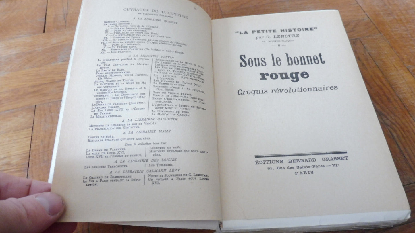 Sous le bonnet rouge (G. Lenotre) 1936 REVOLUTION FRANCAISE