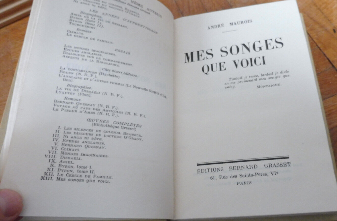 Mes songes que voici (André Maurois) 1932 EO ENVOI