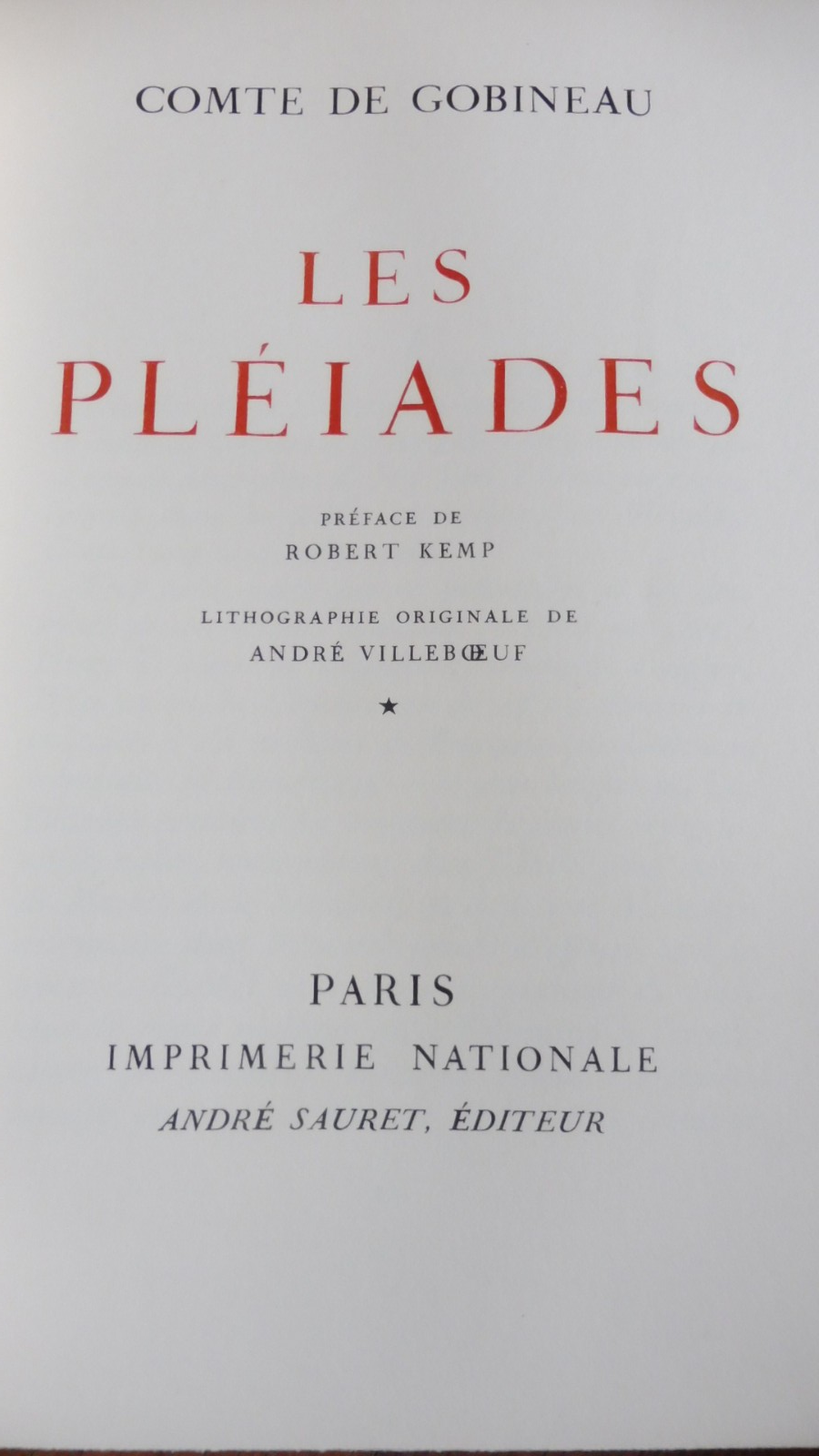 Les Pléiades (Comte de Gobineau) 1953 2/2 NUMEROTE VELIN