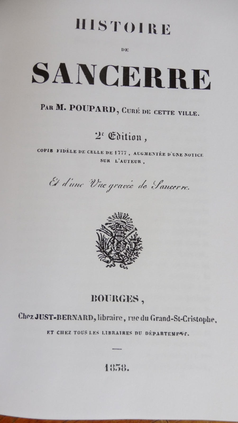 Histoire de Sancerre (Vincent Poupard) 1838 [REPRODUCTION]