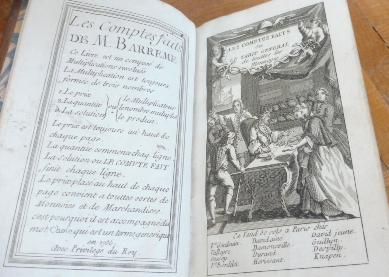 Les Comptes faits, ou tarif général (François Barrême) 1755