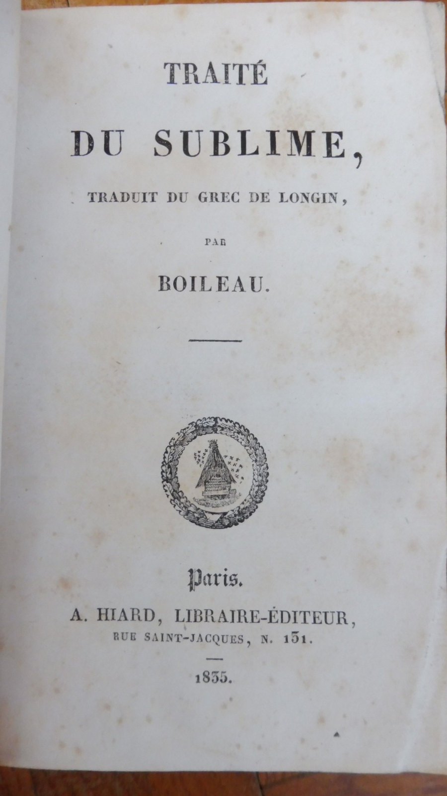 Traité du sublime + La Rochefoucauld (Boileau trad.) 1835 2 t. en 1 vol.