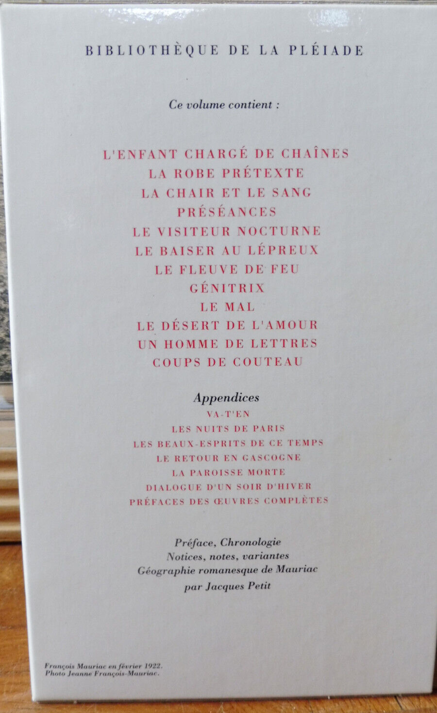 Oeuvres romanesques et théâtrales de Mauriac t.1 1992 PLEIADE TBE