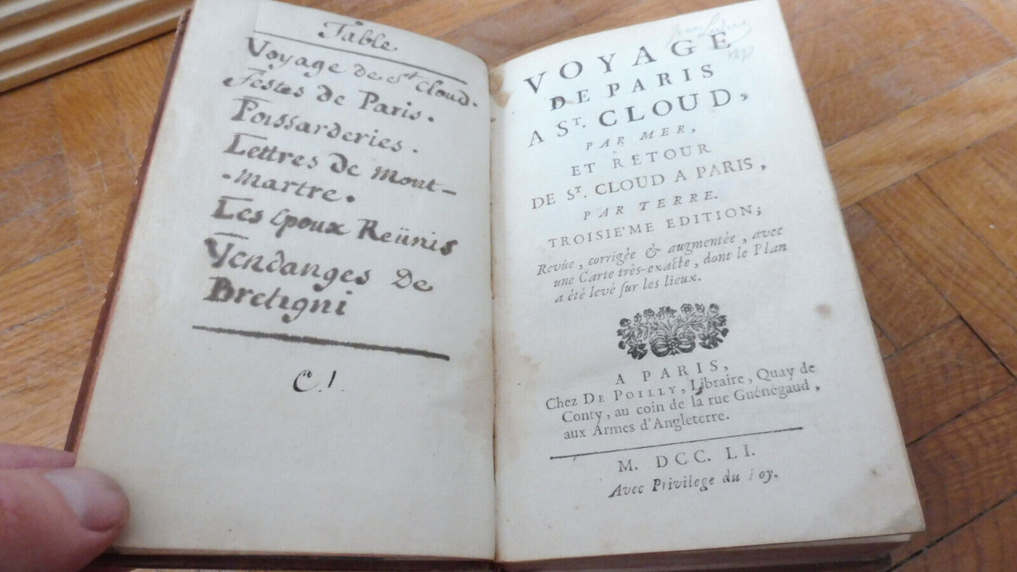Voyage de Paris à St. Cloud. Festes de Paris... 1751 5 vol. en 1 tome
