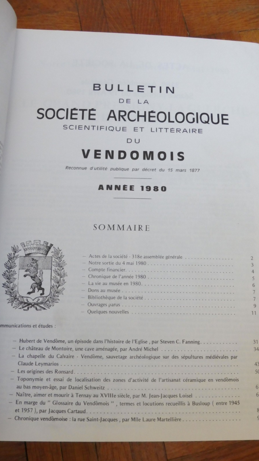 Bulletin de la Société Archéologique du Vendomois 1979-85