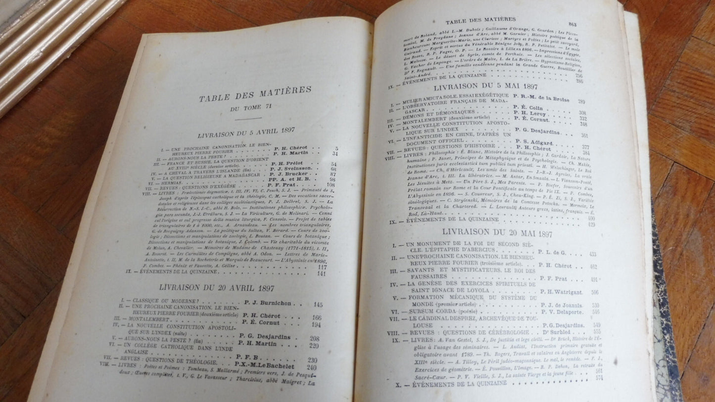 Etudes des jésuites avril, mai, juin 1897