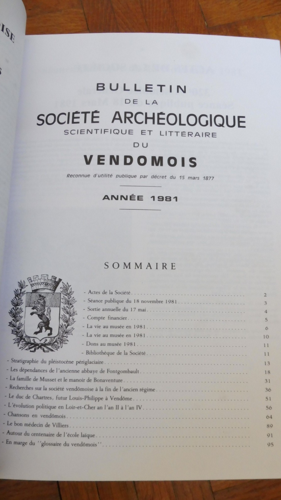 Bulletin de la Société Archéologique du Vendomois 1979-85