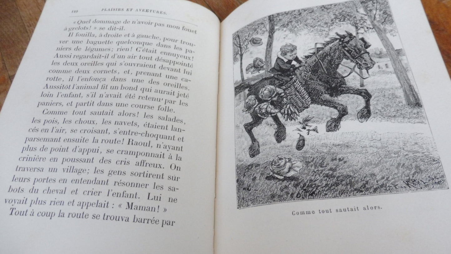 Plaisirs et aventures (Chéron De La Bruyère) 1886 illus. Jeanniot CARTONNAGE