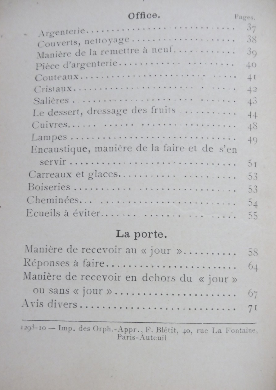 Manuel du valet de chambre 1910
