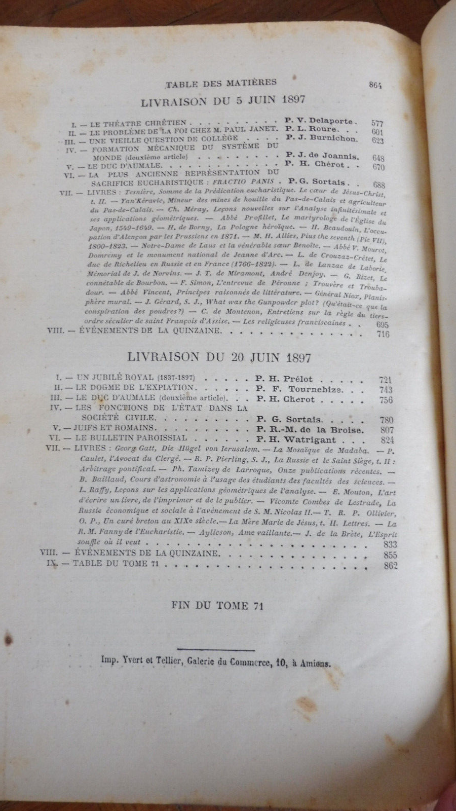 Etudes des jésuites avril, mai, juin 1897