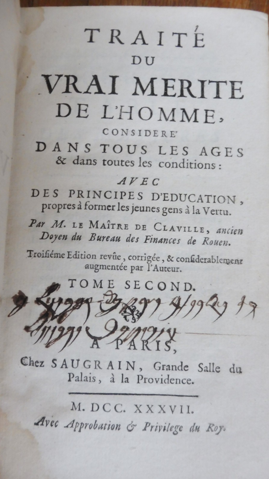 Traité du vrai mérite de l'Homme (Le Maître de Claville) 1737 2/2