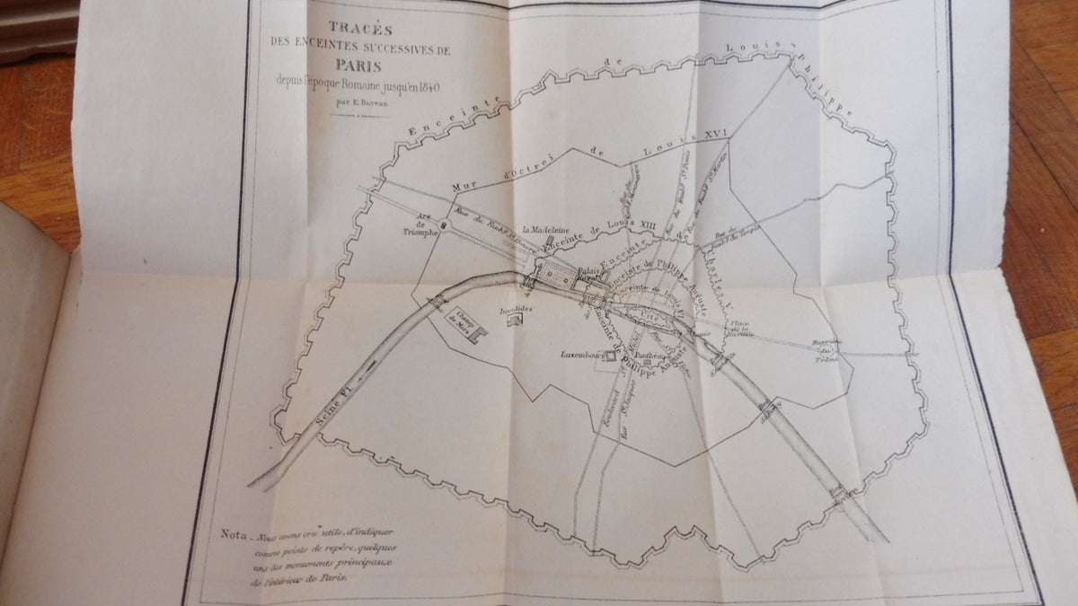 Conférence sur les différentes enceinte de Paris (Ed. Bureau) 1871 +lettre