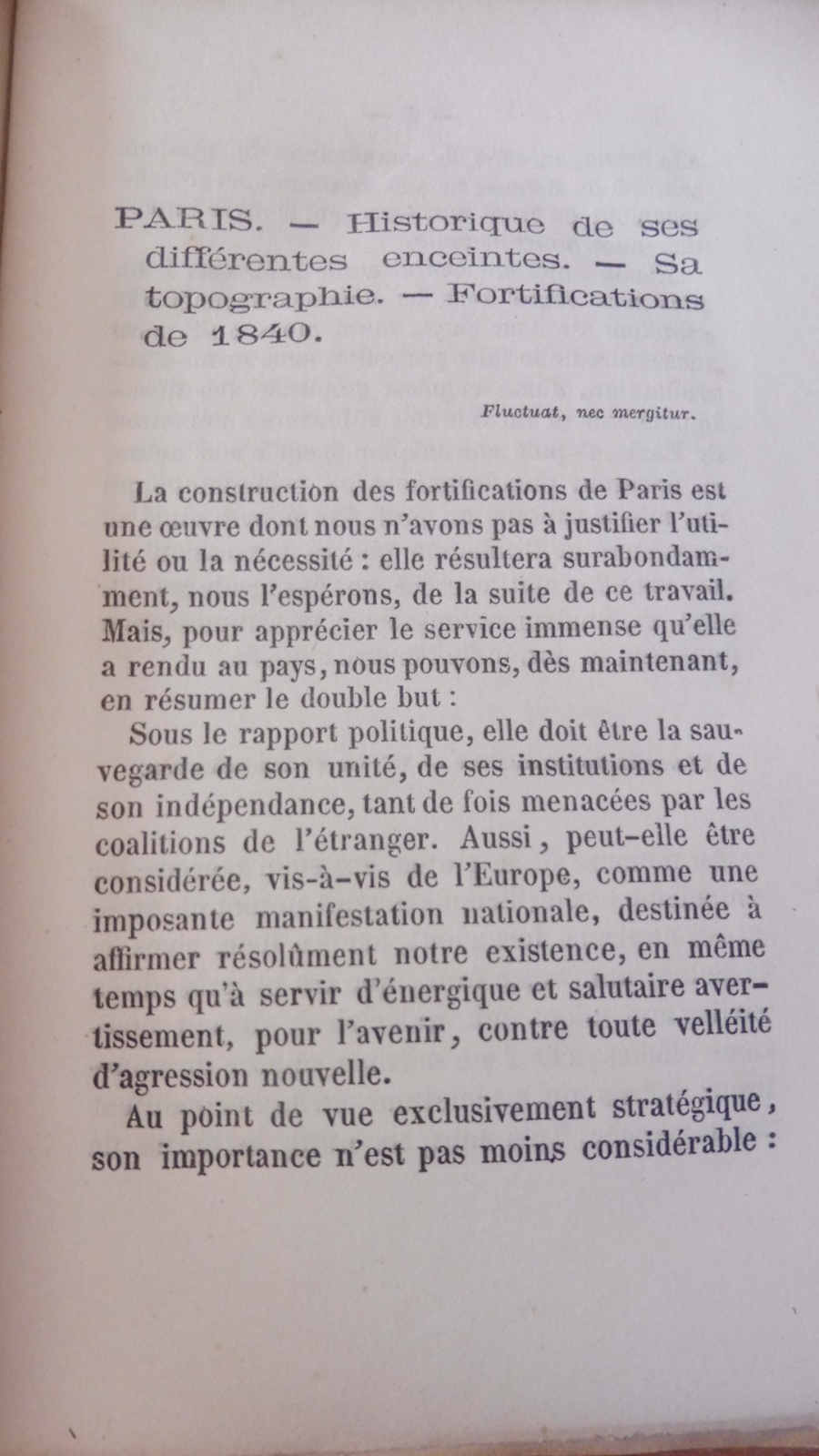 Conférence sur les différentes enceinte de Paris (Ed. Bureau) 1871 +lettre