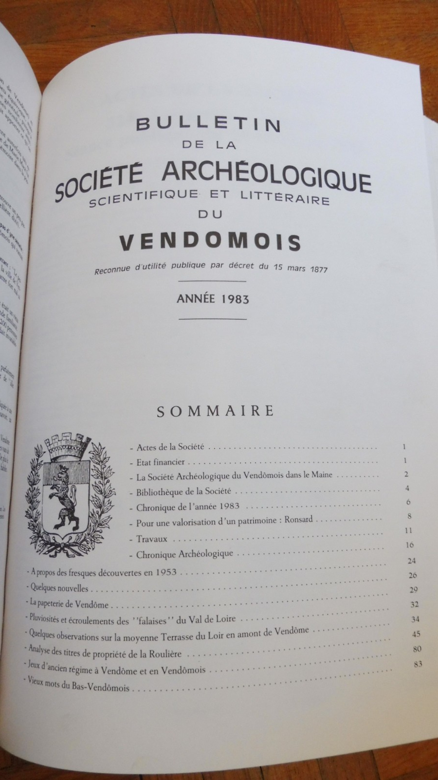 Bulletin de la Société Archéologique du Vendomois 1979-85