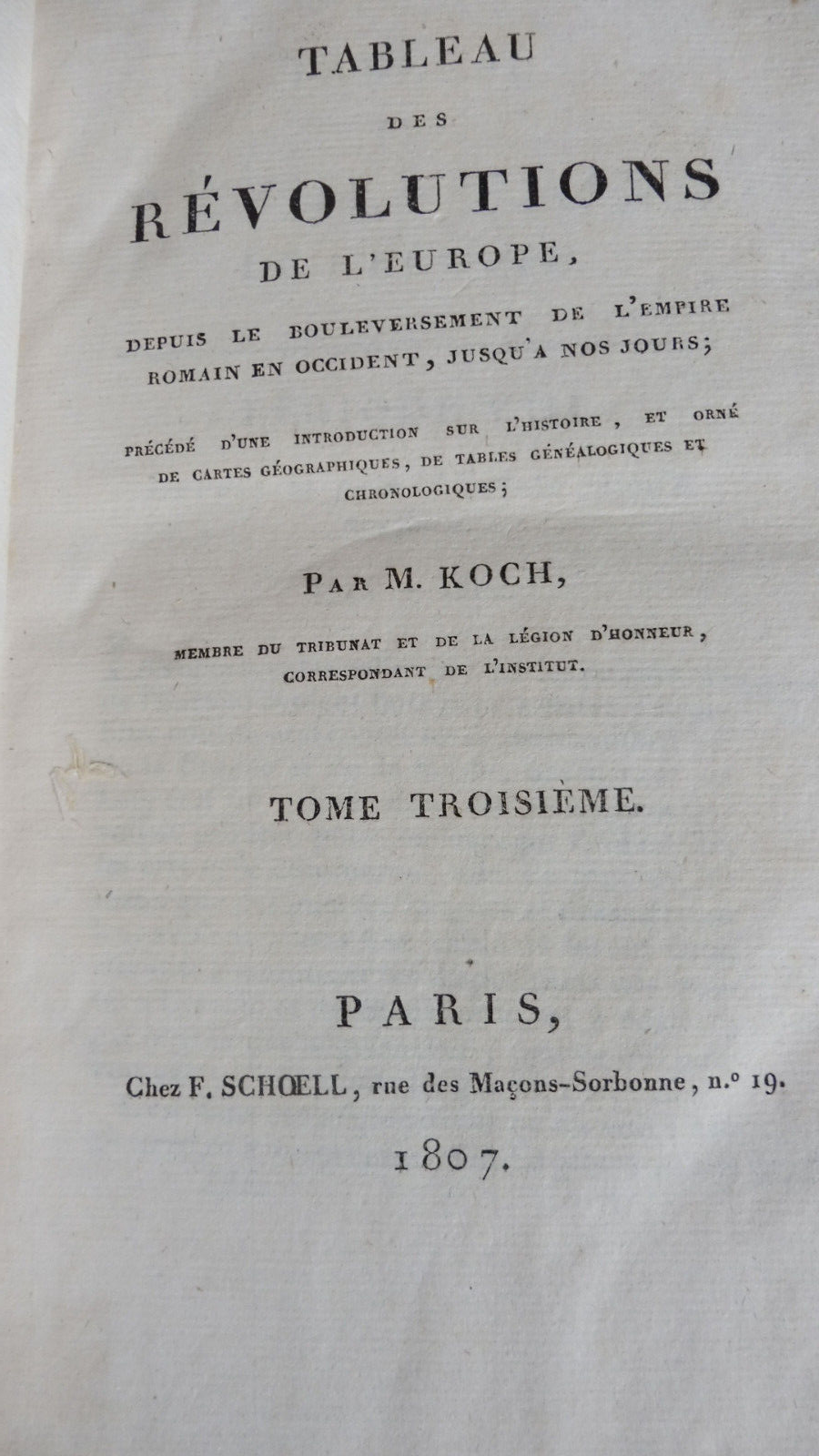 Tableau des révolutions de l'Europe (Koch) 1807 3/3
