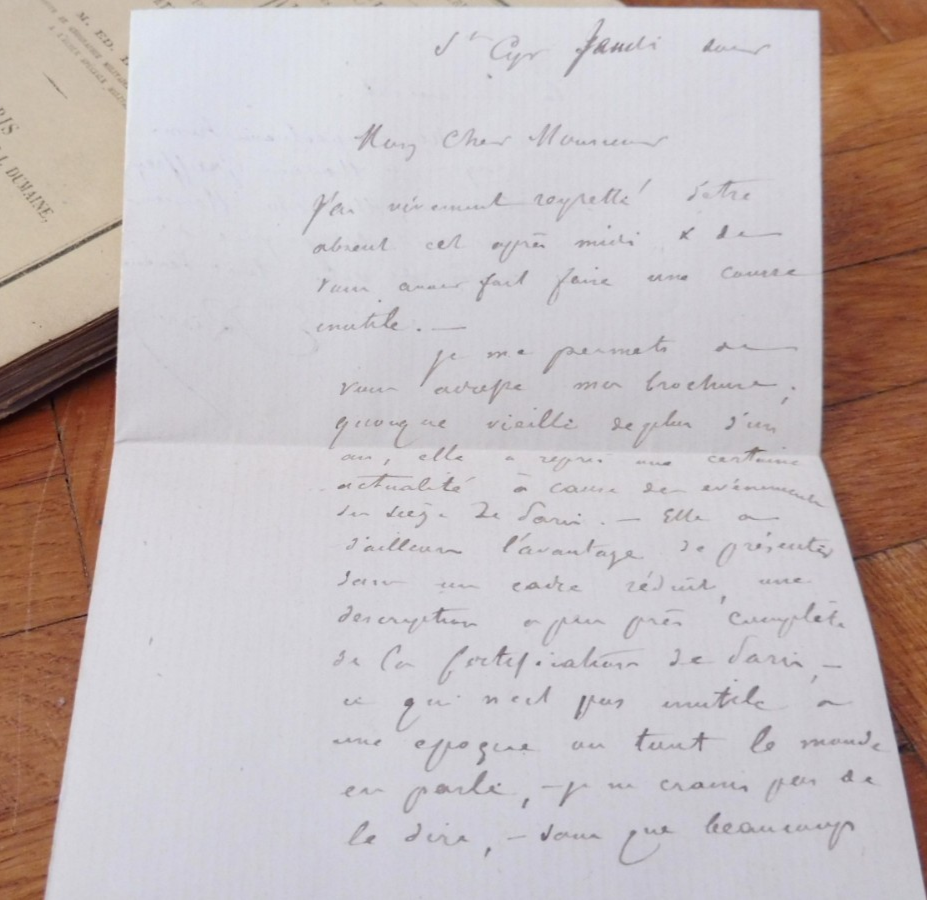 Conférence sur les différentes enceinte de Paris (Ed. Bureau) 1871 +lettre