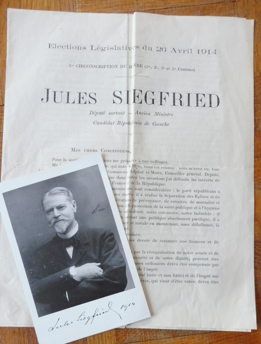 Profession de foi. Elections législatives du 26/04/1914 (Jules Siegfried) 1914