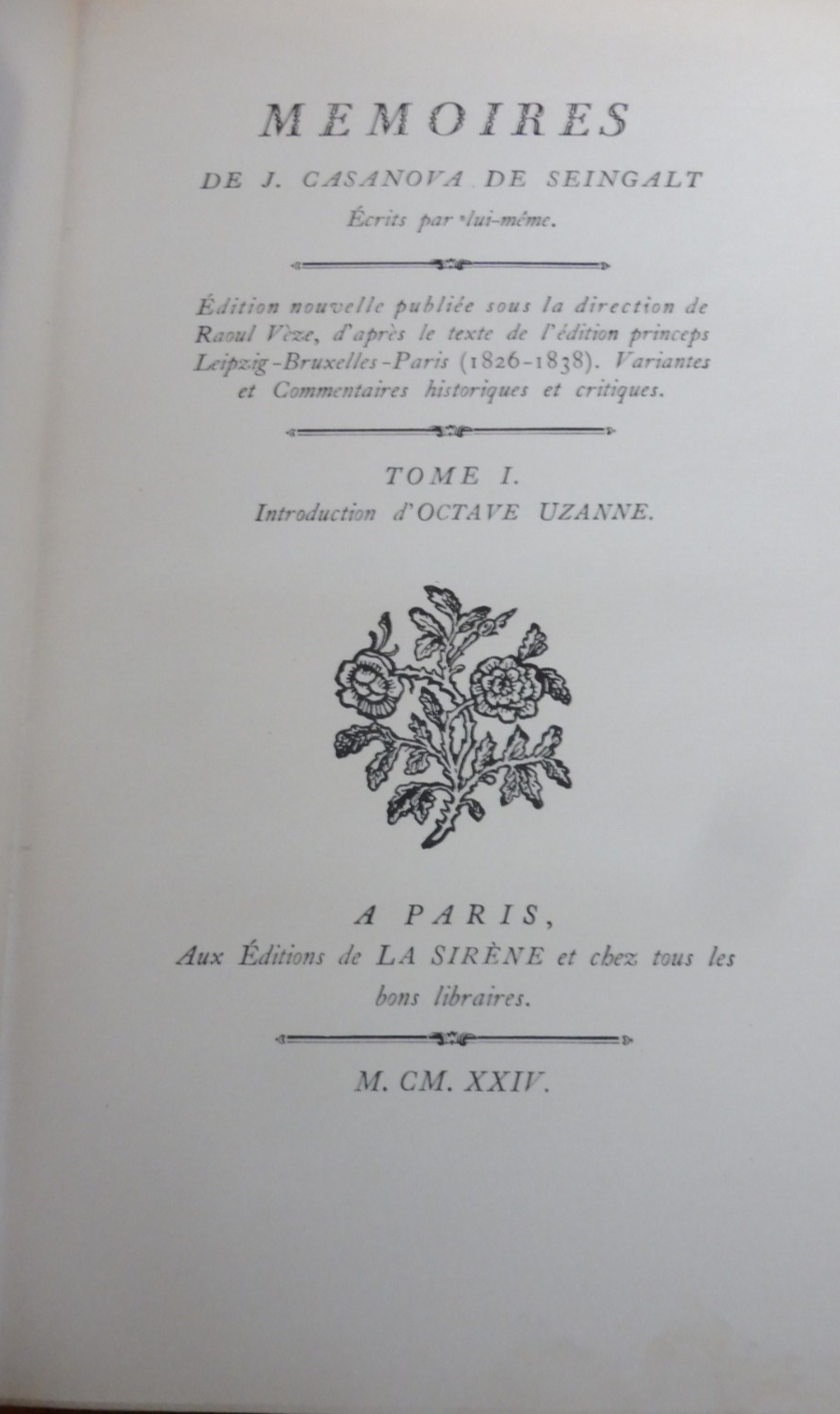 Oeuvres de Jacques Casanova de Seingalt 1924-35 12/12