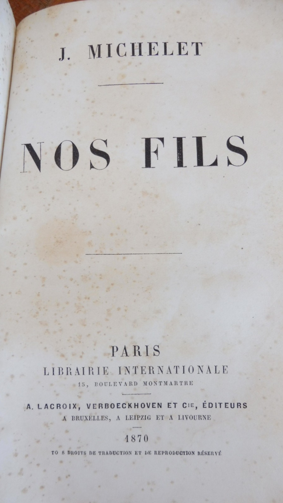 Nos fils (Jules Michelet) 1870 EO
