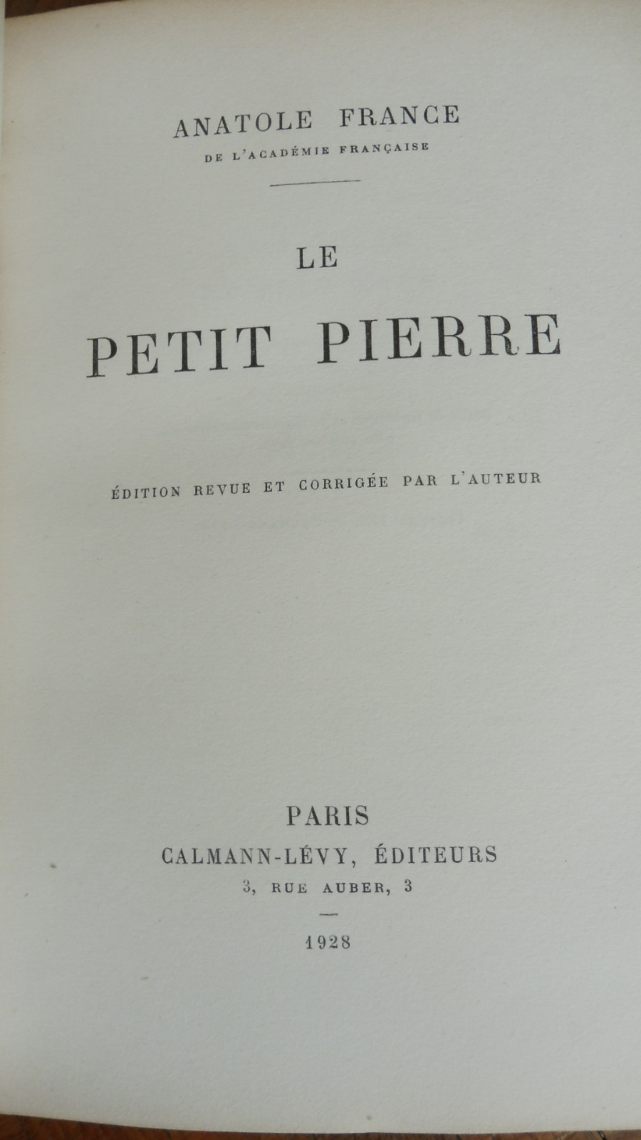 Le Petit Pierre (Anatole France) 1928 VELIN