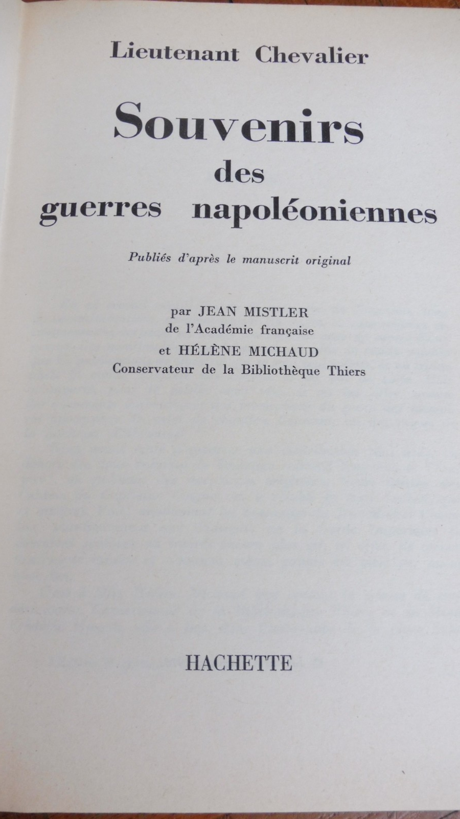 Souvenirs des guerres napoléoniennes (Chevalier) 1970