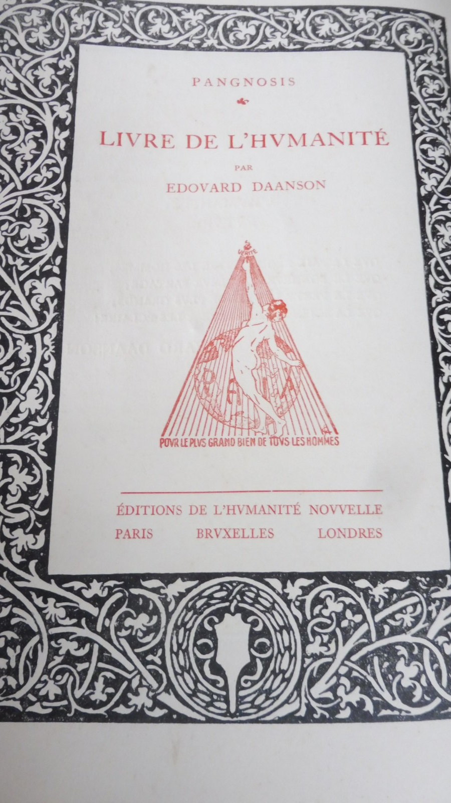Le Livre de l'Humanité (Edouard Daanson) 1922 ESOTERISME