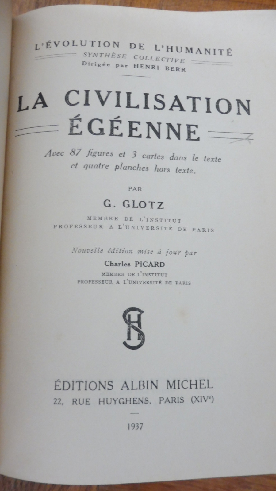 La Civilisation Egéenne (G. Glotz) 1937