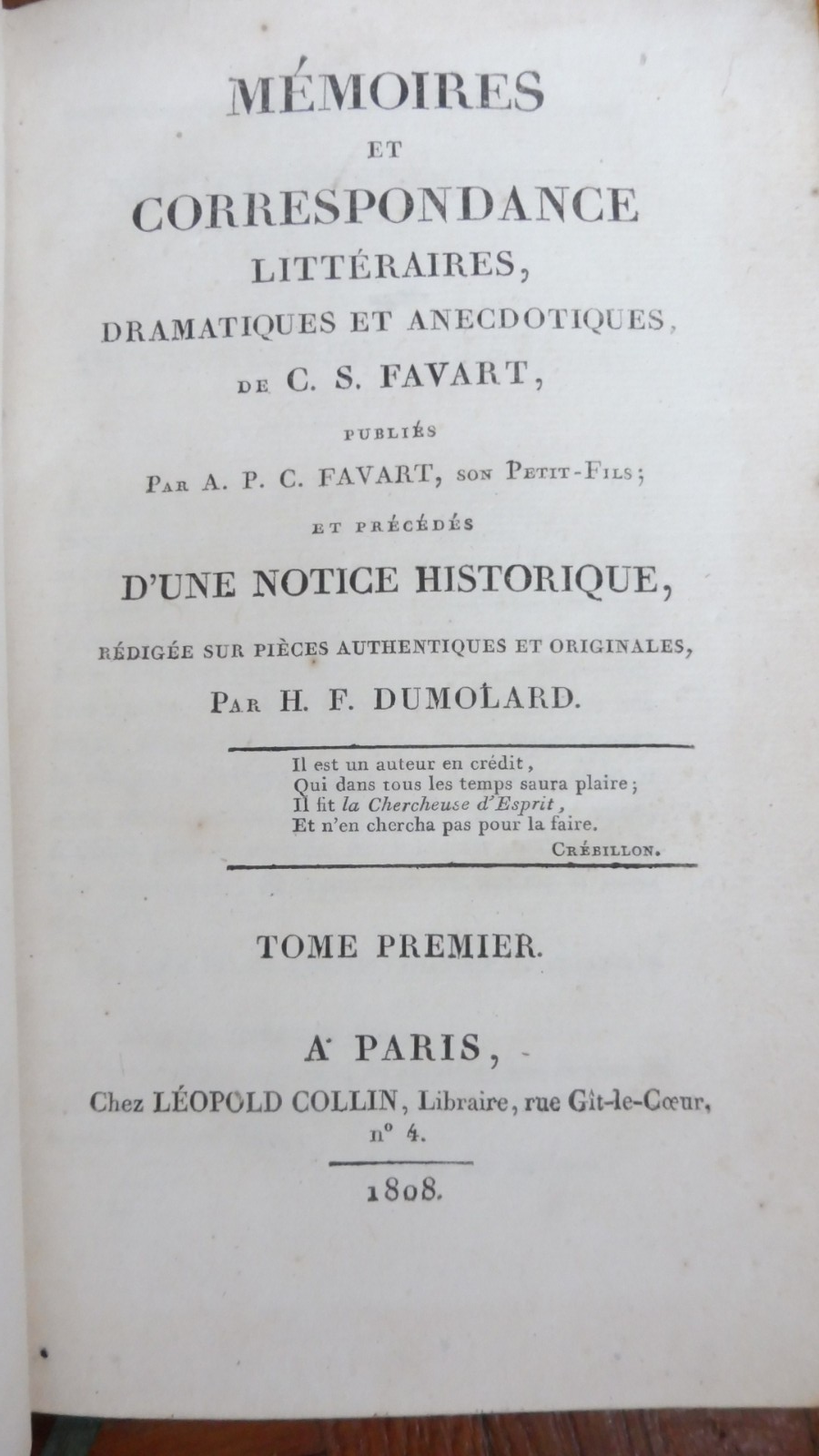 Mémoires et correspondance littéraire de Favart 1808 3/3