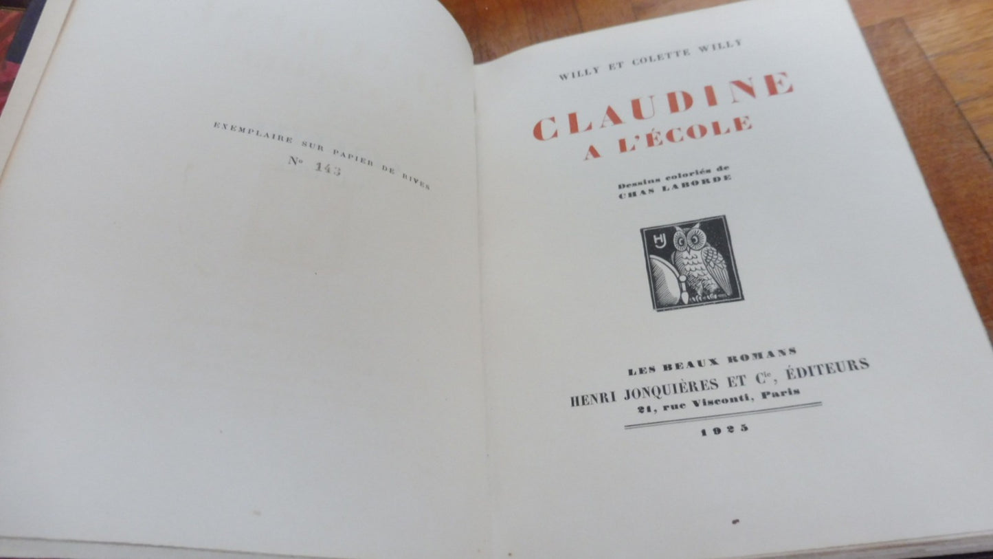 Claudineà l'école (Colette) 1925 illus. Chas Laborde RIVES