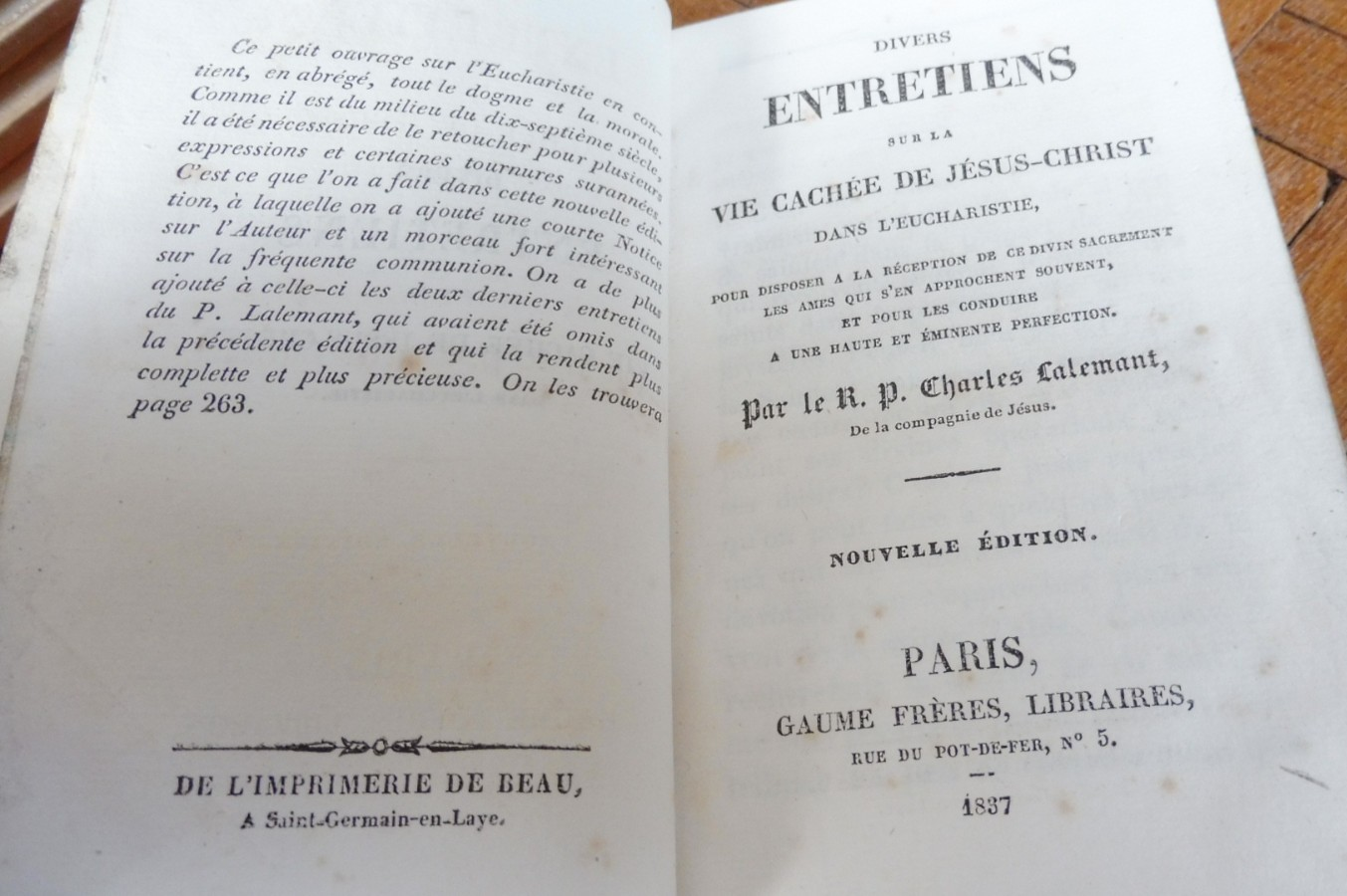 Entretiens sur la vie cachée de Jésus-Christ (Charles Lalemant) 1837